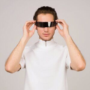 Futuristic Wrap-Around Fashion Sunglasses Glasses - Black